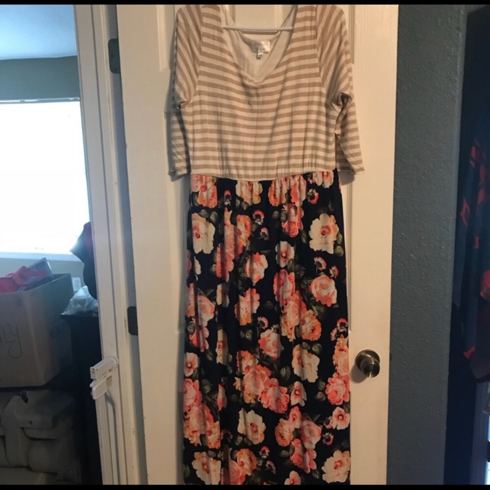 Mixed print maxi